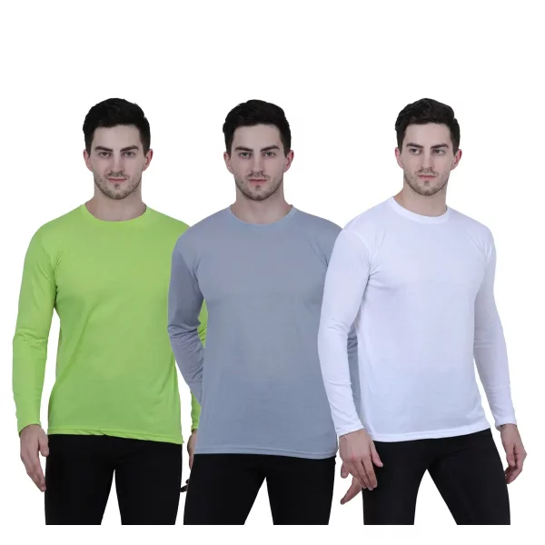 Men's Cotton Round Neck Full Sleeves Stylish T-shirt (Pack of 3)