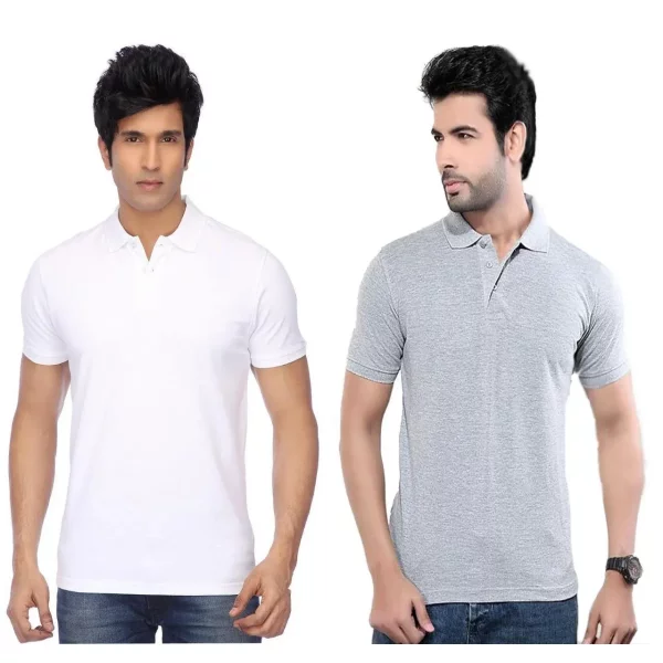 Cotton Blend Polo Neck Solid T-Shirt