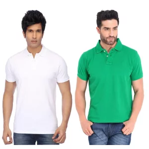 Cotton Blend Polo Neck Solid T-Shirt