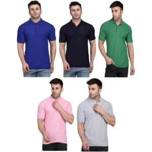 Men's Pack Of 5 Half Sleeves Polo Neck T-shirt 