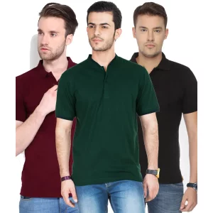 Men's Poly Cotton Solid Half Sleeves  Polo T-shirt (Pack of 3)