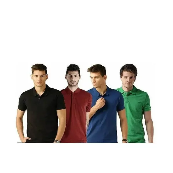 Men's poly Cotton Solid Half Sleeves Polo T-shirt (Pack of 4)