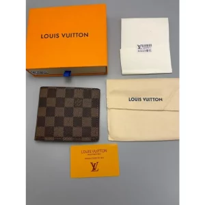 Louis Vuitton Check Brown Wallet With Og Box Dust Bag