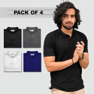 Men's Poly Matte Solid Half Sleeves Men Polo T-Shirt Pack Of 4