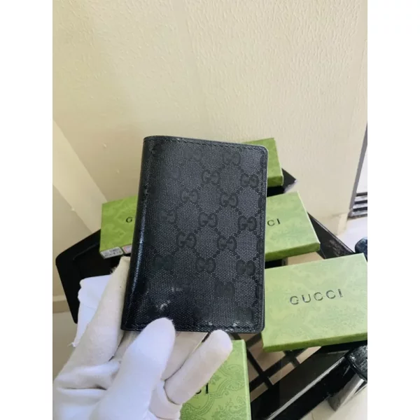 Guccci Full Black Half Long Wallet